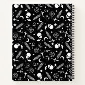 ゴシック白黒スカルペンタグラムウィッチパターン ノートブック (裏面)