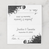 ゴシック白黒ハイビスカスフローラ折り畳みテーブル プレイスカード (外部開封)