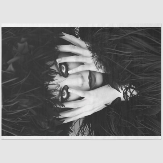 ゴシック白黒ヴィンテージグラマー・デクページ 薄葉紙 (正面)