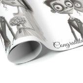 ゴシック白黒新郎新婦 ラッピングペーパー (ロールコーナー)