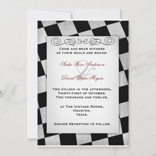 ゴシック白黒結婚式招待状 招待状 (正面)
