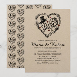 ゴシック白黒骨格ドードル結婚ズ 招待状