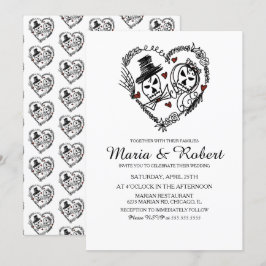 ゴシック白黒骨格結婚式招待状 招待状