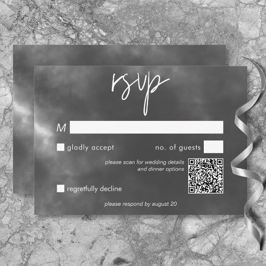 ゴシック白黒Raven Envehes結婚のQRコード 出欠カード