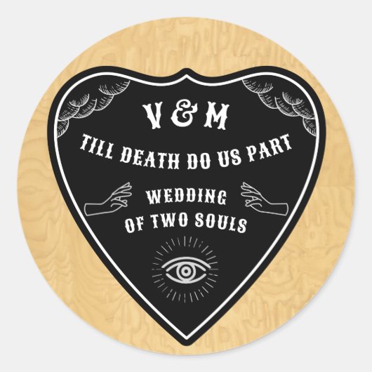 ゴシック神秘的なスピリットボードハロウィンプランシェット ラウンドシール (正面)