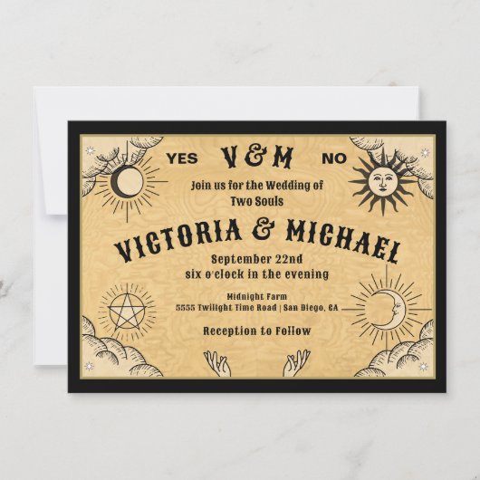 ゴシック神秘的なスピリットボードハロウィン結婚ズ 招待状 (正面)