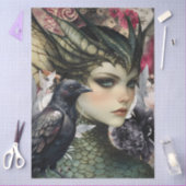 ゴシック神話ニンフファンタジードラゴンコラージュ 薄葉紙 (クラフト)