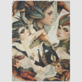 ゴシック神話ニンフファンタジードラゴンコラージュ 薄葉紙