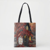 ゴシック秋コテージバラタイポグラフィアート トートバッグ (正面)