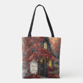 ゴシック秋コテージバラタイポグラフィアート トートバッグ (裏面)