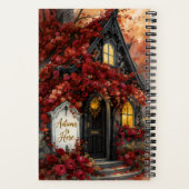 ゴシック秋コテージバラタイポグラフィアート ノートブック (裏面)