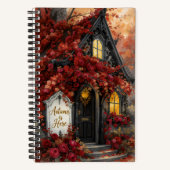 ゴシック秋コテージバラタイポグラフィアート ノートブック (正面)