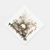 ゴシック秋-スカルとパンパスグラスパーティー スタンダードランチョンナプキン (角)