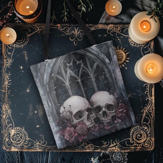 ゴシック窓と骸骨 トートバッグ