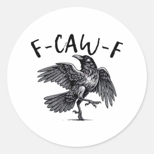 ゴシック系おもしろFの鳴き声のカラスのカジュアルコーデ ラウンドシール (正面)