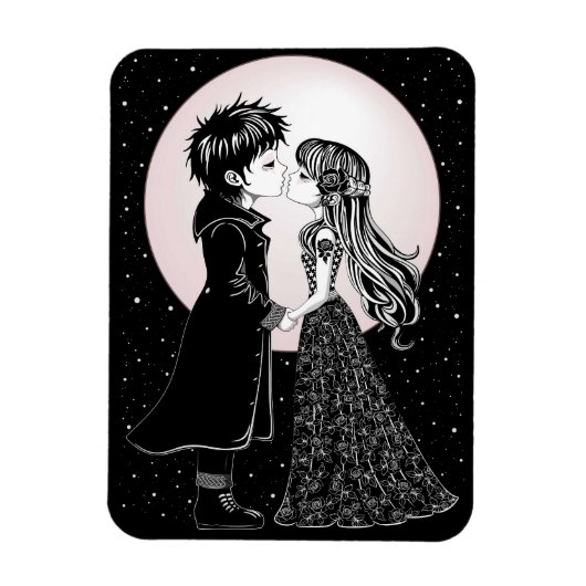 ゴシック系かわいい子供のキス バレンタインデー マグネット (縦)