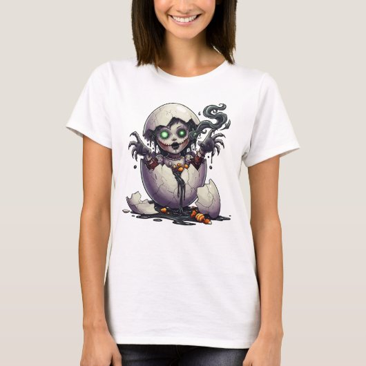 ゴシック系ウィッチの雛ハロウィンTシャツ(女性用) Tシャツ (正面)