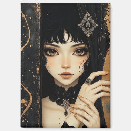 ゴシック系黒と金の女性キャラデザイン マグネット