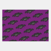 ゴシック紫ブラックかわいいこうもりパターン ラッピングペーパーシート (正面)
