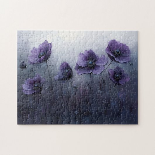 ゴシック紫絵を描の花 ジグソーパズル (横)