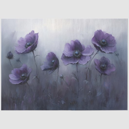 ゴシック紫色の花絵を描の切り離し 薄葉紙 (正面)