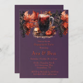 ゴシック紫色の血ワイン婚約パーティ 招待状 (正面/裏面)