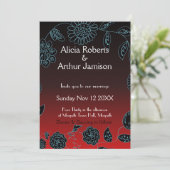 ゴシック結婚のゴシック色の赤い黒のハロウィグランジーン 招待状 (スタンド正面)