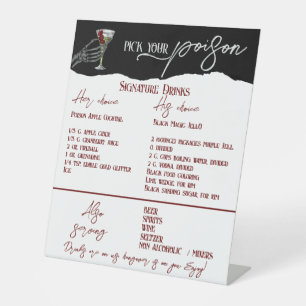 ゴシック結婚のシグネチャードリンク無料バー標識 台座サイン