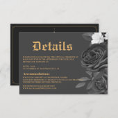 ゴシック結婚のブラックバラタロットエンクロージャカード 出欠カード (正面/裏面)