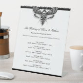 ゴシック結婚の座席表のエレガント白黒 台座サイン (インサイチュ)