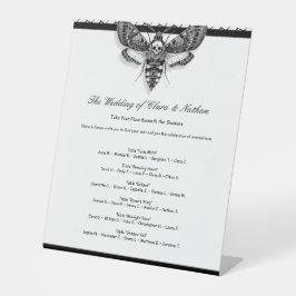 ゴシック結婚の座席表のエレガント白黒 台座サイン