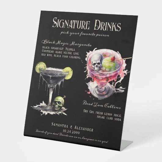 ゴシック結婚のWhimsigoth 3 Signature Drinks Sign 台座サイン (正面)