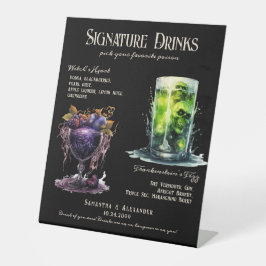 ゴシック結婚のWhimsigoth 4 Signature Drinks Sign 台座サイン