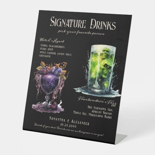 ゴシック結婚のWhimsigoth 4 Signature Drinks Sign 台座サイン (正面)