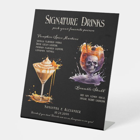 ゴシック結婚のWhimsigoth 5 Signature Drinks Sign 台座サイン (正面)