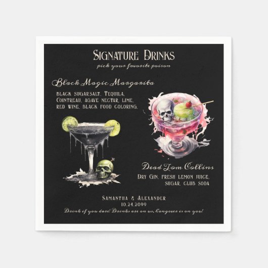 ゴシック結婚のWhimsigoth Signature Drinks スタンダードカクテルナプキン (正面)