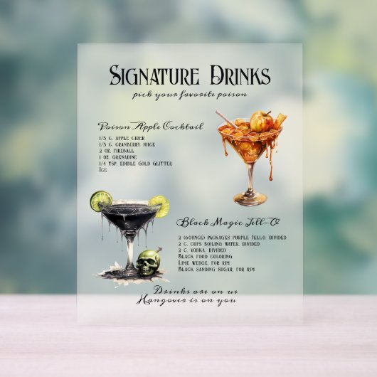 ゴシック結婚のWhimsigoth Signature Drinks Sign アクリルサイン (ニュートラル)