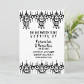 ゴシック結婚シャンデリア白黒 招待状 (スタンド正面)