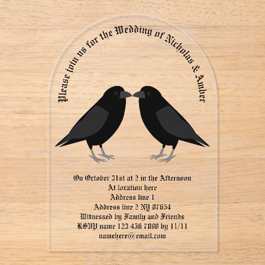 ゴシック結婚スキスをするラヴカスタムァン アクリル招待状 (正面)