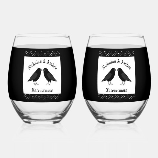 ゴシック結婚スキスをするラヴカスタムァン ステムなしワイングラス (裏面)