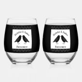 ゴシック結婚スキスをするラヴカスタムァン ステムなしワイングラス (正面)