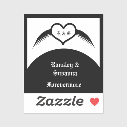 ゴシック結婚ス翼ハートカスタムモノグラムの シール (シート)