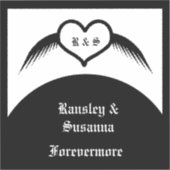 ゴシック結婚ス翼ハートカスタムモノグラムの シール (正面)