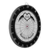 ゴシック結婚ス翼ハートカスタムモノグラムの ダーツボード (正面左)