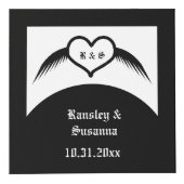 ゴシック結婚ス翼ハートカスタムモノグラムの フォトキューブ (正面)