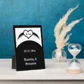 ゴシック結婚ス翼ハートカスタムモノグラムの フォトプラーク (側面)