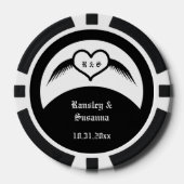 ゴシック結婚ス翼ハートカスタムモノグラムの ポーカーチップ (正面)