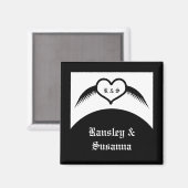 ゴシック結婚ス翼ハートカスタムモノグラムの マグネット (正面/裏面)