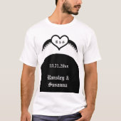 ゴシック結婚ス翼ハートカスタムモノグラムの Tシャツ (正面)