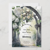 ゴシック結婚ズの白黒バラスカルフローラ 招待状 (正面)